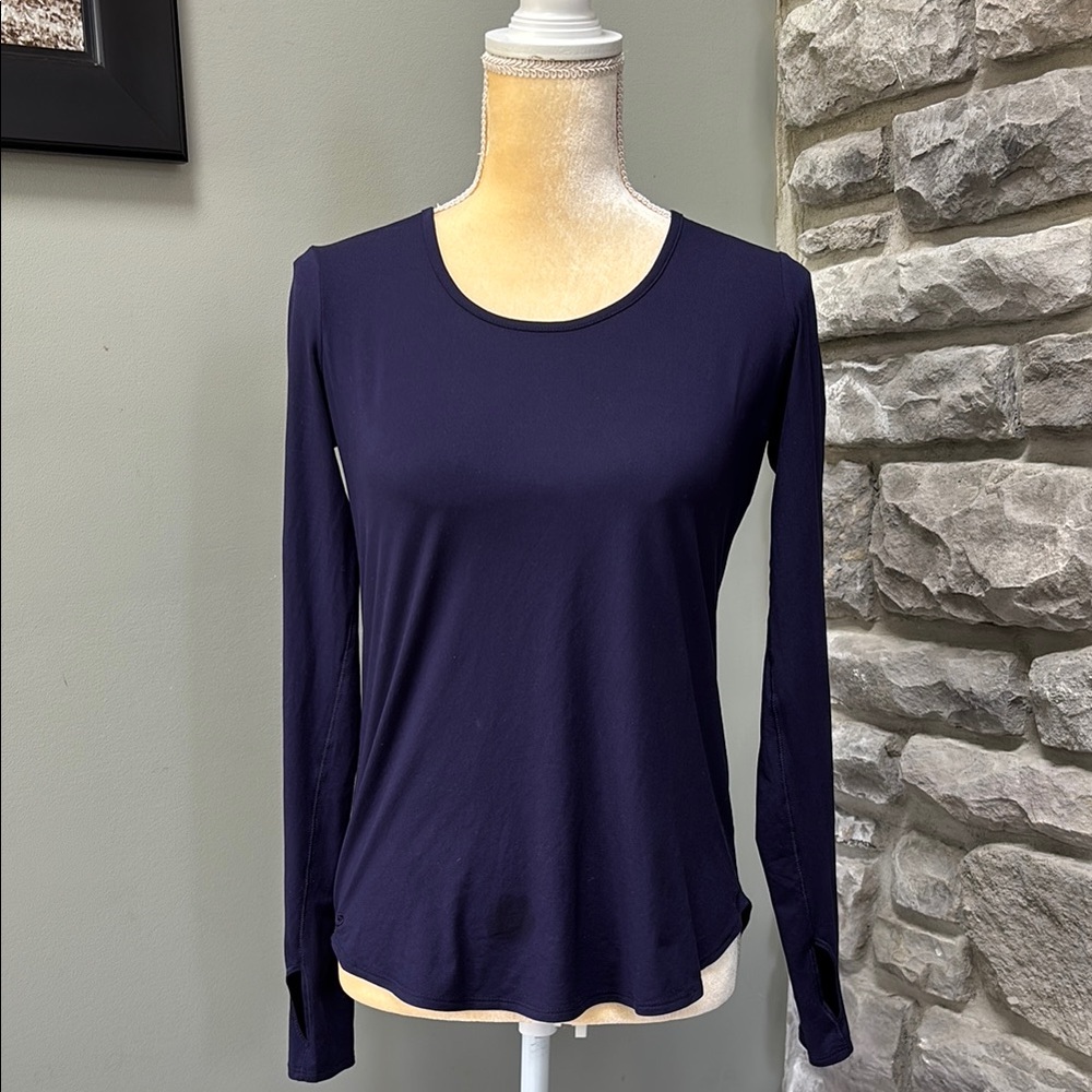 Athletic Navy Blue Long Sleeve Top, C9, XS